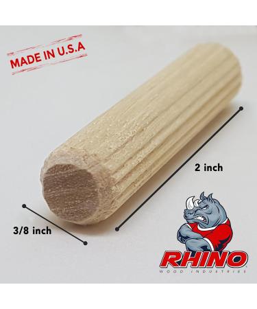 100 Pack 3/8 x 2 Wooden Dowel Pins Wood Kiln Dried Fluted and Beveled Made of Hardwood 3/8 x 2 100 - Buy Online on GoSupps.com