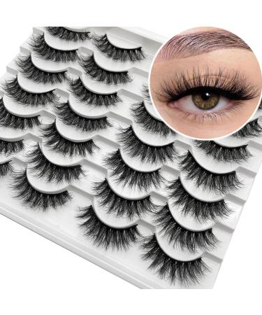 False Eyelashes Fluffy Faux Mink Lashes Yasnai Natural Eyelashes 14 Pairs Pack 9D Wispy Cat Eye Fake Lashes Wispy|17mm