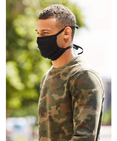 Oscar Apparels Reusable Fabric Masks 100% BCI Cotton - Black 5 Pack for Adults | Eco-Friendly Self-Binding - Buy Online on GoSupps.com