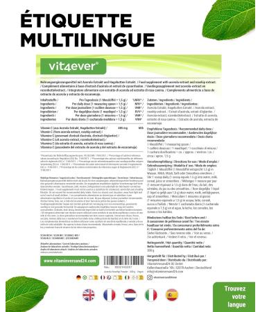 vit4ever Poudre d ac rola & cynorrhodon 300 g r serve de 6 6 mois 200 portions avec 1500mg d extrait dont 485mg de vitamine C naturelle base d ac rola et de cynorrhodon vegan sans additifs 300 g (Lot de 1) - Buy Online on GoSupps.com