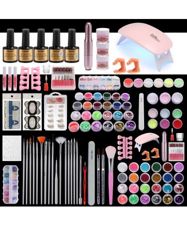 Fradoekm Acrylic Nail Kit for Beginners - Professional Quality Set with Electric Nail Drill  UV Nail Lamp  Gel Polish  and Other Tools  Easy-to-use DIY nail kit with Everything