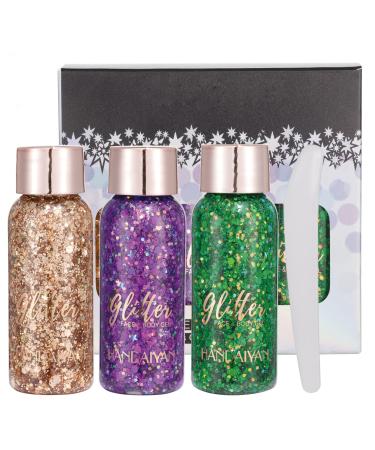 GL-TURELIFES MERMAID Mermaid Chunky glitter Lidscay glitter body gel festival glitter cosmetics face hair nail make-up long loading sparkling 30 g (set c)