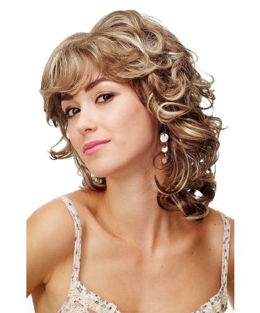 WIG ME UP - DW573-12-26 Ladies Wig Medium Length Brown Blonde Highlights Heavily Backcombed 80s Diva Curly Wavy - Buy Online on GoSupps.com