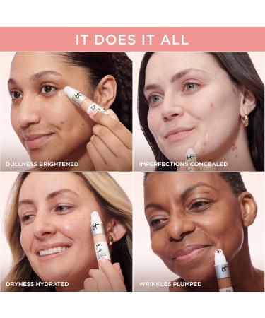 IT Cosmetics CC+ Cream with SPF 50+ Natural Finish Full Coverage Foundation (Tan - 1.08 fl oz) & Do It All Radiant Concealer Multivitamin Serum Makeup (410 Tan Neutral - 0.2 fl oz) - Buy Online on GoSupps.com