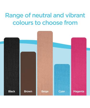 Therapeutic Kinesiology Tape - 20 Strips Black | Muscle Pain Relief & Support for Ankle Shoulder & Hip | Kinesio Tape for Recovery - Buy Online on GoSupps.com