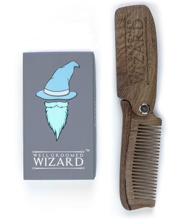 Sandalwood Folding Beard Comb - Anti-Static Wooden Grooming Tool for Men - Buy Online on GoSupps.com