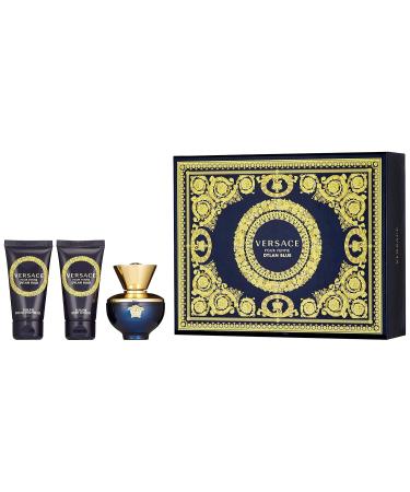 Versace 8011003843770 Dylan Blue By for Women - 3 Pc Gift Set 1.7oz Edp Spray 1.7oz Shower Gel 1.7oz Body Lotion 3 count Gold - Buy Online on GoSupps.com