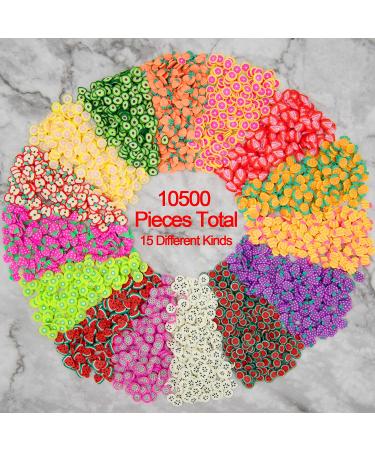 Duufin 10500 Pcs Nail Art Fruit Slices - Colorful Polymer 3D DIY Nail Supplies with Tweezers for Crafts, Slime, and Cellphone Decoration - Buy Online on GoSupps.com