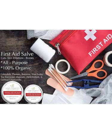 Organic First Aid Salve Ointment | Natural Healing for Cuts Scrapes Cold Sores & Diaper Rash | Calendula Plantain Leaf Helichrysum & Tea Tree Essential Oil | Selah Organics (1 oz - Buy Online on GoSupps.com