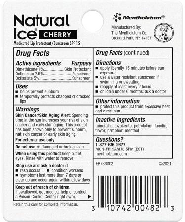 Natural Ice Medicated Lip Protectant/Sunscreen SPF 15 Cherry 48 ea - Buy Online on GoSupps.com