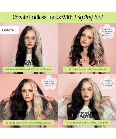 INH Hair 3-in-1 Quick Change Styler | Interchangeable Tool with Round Brush Curling Iron & Bubble Barrel - Ship Worldwide - Buy Online on GoSupps.com