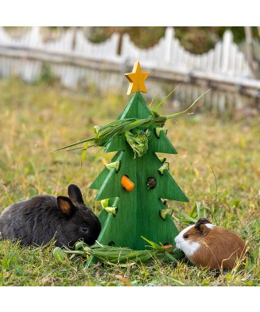 Christmas Tree Foraging Puzzle Toy - Guinea Pig, Bunny, Hamster, and Rabbit Enrichment - Wooden Interactive Toy and Treat Feeder - Small Pet Xmas Gift - Buy Online on GoSupps.com