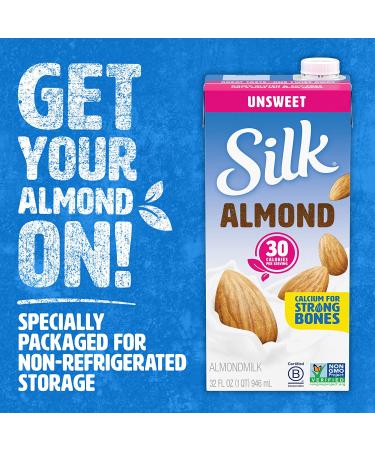 Silk Shelf-Stable Almond Milk - Unsweetened, Dairy-Free, Vegan, Non-GMO - 1 Quart (Pack of 6) - Buy Online on GoSupps.com