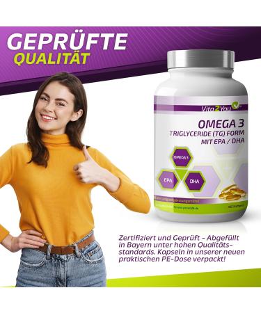  Vita2You Vita2You Omega 3 Capsules 1000mg - Triglyceride Form - With EPA & DHA - 365 Soft Gel Capsules - Fish Oil - Annual Packaging - Premium Quality - Buy Online on GoSupps.com