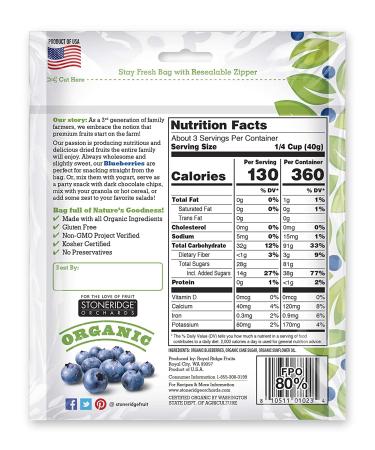 Stoneridge Orchards Organic Blueberries 4 oz - Premium Quality Dried Blueberries - Buy Online on GoSupps.com