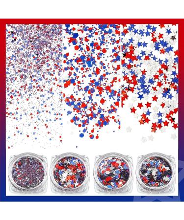 Independence Day Nail Glitter - 4th of July Red Blue Silver Sequins for Women and Girls - Buy Online on GoSupps.com