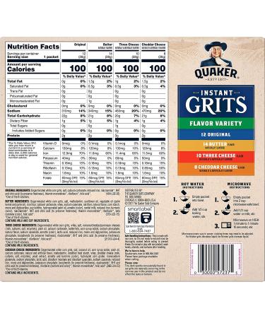 Quaker Instant Grits Variety Pack - 44 Pack, 4 Flavors, 0.98oz Packets - Buy Online on GoSupps.com