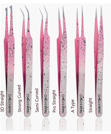 Ombre Silver Pink with Black Speckles Tweezers Pro Straight - Premium Quality - Buy Online on GoSupps.com