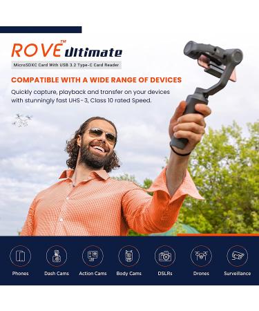 ROVE Ultimate 128GB Micro SDXC Memory Card with USB 3.2 Type C Card Reader - 170MB/s C10 U3 V30 4K A2 for Dash Cam, Android Devices, Tablets & Games - Buy Online on GoSupps.com