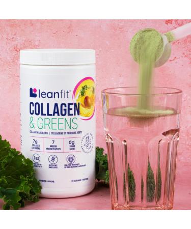 LEANFIT COLLAGEN & GREENS Tropical Mango - 7g Grass-Fed Bovine Collagen (Type I III) + 2 Seaweeds + 5 Leafy Greens Per Serving - 25 Servings 257g Tub - Buy Online on GoSupps.com