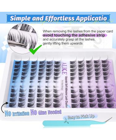 ALICE Self Adhesive Lash Clusters - Natural Reusable Eyelashes | No Glue Needed | 132pcs C Curl Press-On Lashes with Tweezers - DIY Lash Extensions - Buy Online on GoSupps.com