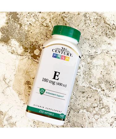 21st Century Vitamin E 180 mg (400 IU) - 250 Softgels | Antioxidant Support - Buy Online on GoSupps.com