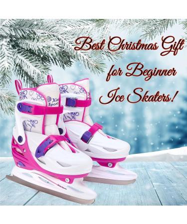 Xino Sports Adjustable Ice Skates for Girls and Boys | Blue and Pink | Soft Padding & Ankle Support | Fun to Skate - Pink, Medium Big Kid (1-4) - Buy Online on GoSupps.com