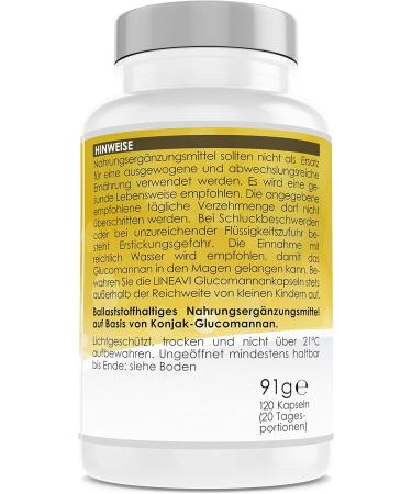 Lineavi Glucomannan 3000mg - Herbal Fiber from Konjac Root for Weight Loss | 120 Saturation Capsules Made in Germany - Buy Online on GoSupps.com