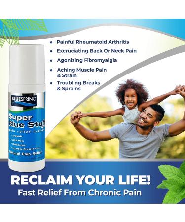 BlueSpring Super Blue Stuff Natural Pain Relief Roll-On with Emu Oil - 3 oz | Anti-Inflammatory Analgesic Cream for Back, Knee, Joint, Muscle, Arthritis, and Neck Pain Relief - Buy Online on GoSupps.com