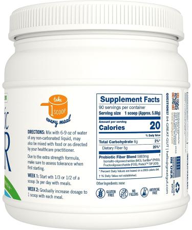 Great Gut Prebiotic Fiber Powder - Unflavored Sunfiber Blend | 20oz, 90 Servings - Buy Online on GoSupps.com