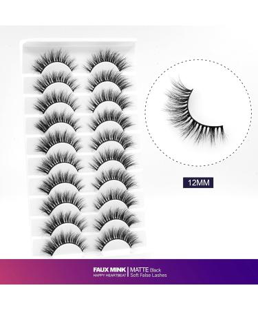 6D Fluffy False Eyelashes - 10 Pairs Natural Cat-Eye Faux Mink Lashes | Thick Soft & Reusable | New Makeup by Happy Heartbeat (ID9) - Buy Online on GoSupps.com
