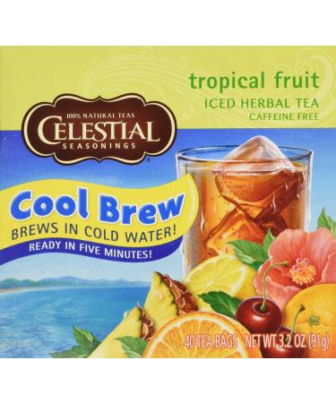 Celestial Seasonings Iced Herbal Tea Caffeine Free Tropical Fruit 40 Tea Bags 3.2 oz (91 g)