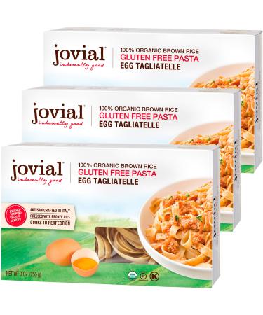 Jovial Egg Tagliatelle Gluten-Free Pasta | Whole Grain Brown Rice Egg Tagliatelle Pasta | Lower Carb | Kosher | USDA Certified Organic | Made in Italy | 9 oz (3 Pack) 9 Ounce (Pack of 3)