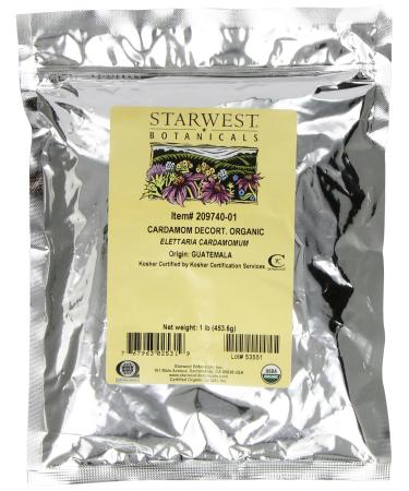 Starwest Botanicals Organic Decorticated Cardamom Seeds, 1 Pound Bulk Spice