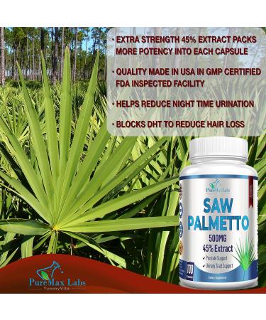 YUMMYVITE Saw Palmetto Extract Prostate Supplement - 45% Strength, DHT Blocker for Hair Growth - Non-GMO, 100 Capsules - Buy Online on GoSupps.com