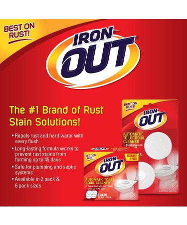 Iron OUT Automatic Toilet Bowl Cleaner - Repels Rust & Hard Water Stains - 6 Tablets, Pack of 1 - Household Toilet Cleaner - Buy Online on GoSupps.com