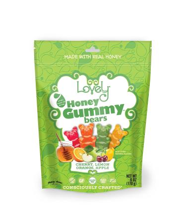 Lovely Candy Honey Gummy Bears Cherry Lemon Orange Apple 6 oz ( 170 g)