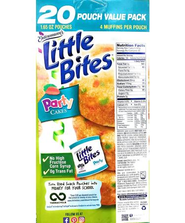 Entenmann's Little Bites Party Cakes | 80 Mini Muffins | 20 Pouches | 4 Muffins per Pouch | Yummy & Tasty Snack | 2 LB 1 oz (936g) | 1 Box | 1.65 Ounce (Pack of 80) - Buy Online on GoSupps.com