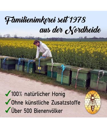 Rapeseed honey 500 g mildly aromatic natural raw honey from Imkerei Nordheide German honey from the beekeeper - Buy Online on GoSupps.com