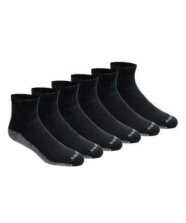 Dickies Men's Dri-Tech Moisture Control Quarter Socks Multi-Pack Shoe Size: 12-15 Black (6 Pairs)
