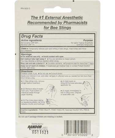 Buy Sting-Kill Disposable Swabs - 5 Ea - Pack of 6 | Fast International Shipping - Buy Online on GoSupps.com