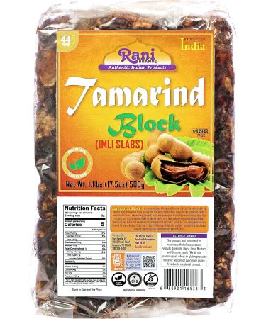 Rani Tamarind Block (Imli Slab) 17.5oz (1.1lbs) 500g All Natural | No added sugar | Vegan | Gluten Friendly | NON-GMO | Kosher | Indian Origin Tamarind Slab Net Wt. 17.5oz (1.1lbs) 500g - Buy Online on GoSupps.com