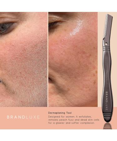 Brandluxe Dermaplaning Tool - Gentle Face & Eyebrow Hair Removal Eco-Friendly Design Includes 3 Swedish Carbon Blades - Buy Online on GoSupps.com