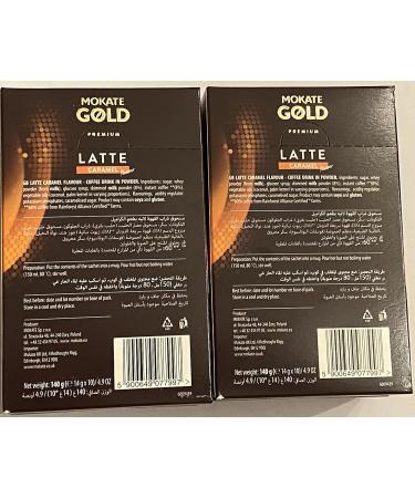 Mokate Gold Premium Latte Caramel & Vanilla Flavour 4 boxes (40 sachets total 560g) - Buy Online on GoSupps.com