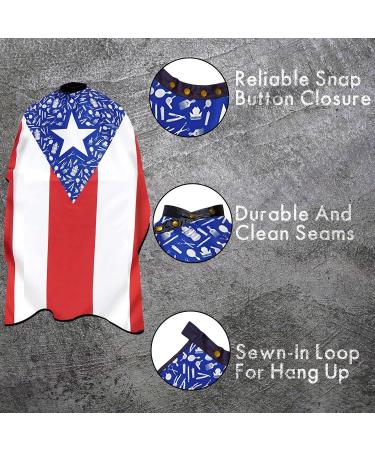 King Midas Empire Puerto Rico Flag Barber Cape - Waterproof Boricua Hair Cutting Cape with Snap Button Neck Band - Buy Online on GoSupps.com