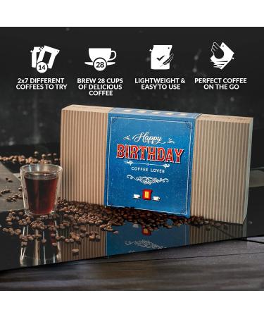Gourmet Birthday Coffee Gift Set | 14 Single Estate Specialty & Organic Coffees | Hamper Style Letterbox Gift for Him & Her - Buy Online on GoSupps.com