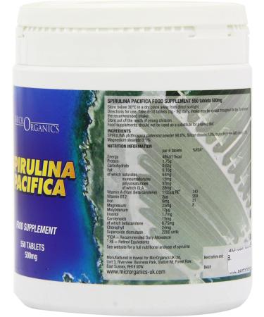 MicrOrganics Hawaiian Spirulina Pacifica 500mg - 550 Tablets | Pure & Natural Superfood Supplement - Buy Online on GoSupps.com