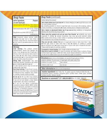 Contac Cold & Flu Medicine Powerful Multi-Symptom Relief for Pain Fever Sore Throat Body Aches Sneezing Runny Nose & Cough 24 Count Liquid Gels - Buy Online on GoSupps.com