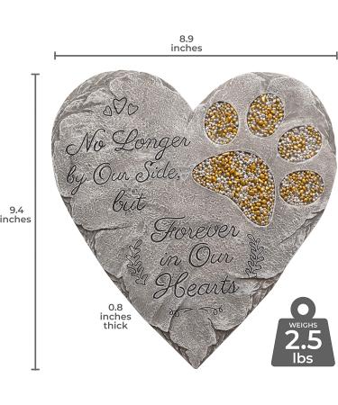 OBSI Pet Memorial Stone | Heart Paw Print Garden Stone for Dog or Cat | Headstone Memory Gifts for Pet Loss - Buy Online on GoSupps.com