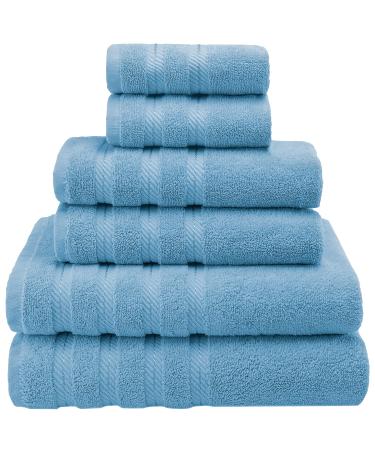 American Soft Linen 100% Turkish Carde Cotton 6 Piece Towel Set, 560 GSM Towels for Bathroom, Super Soft 2 Bath Towels 2 Hand Towels 2 Washcloths, Light Blue Edison Bath Towel Set Light Blue - Buy Online on GoSupps.com